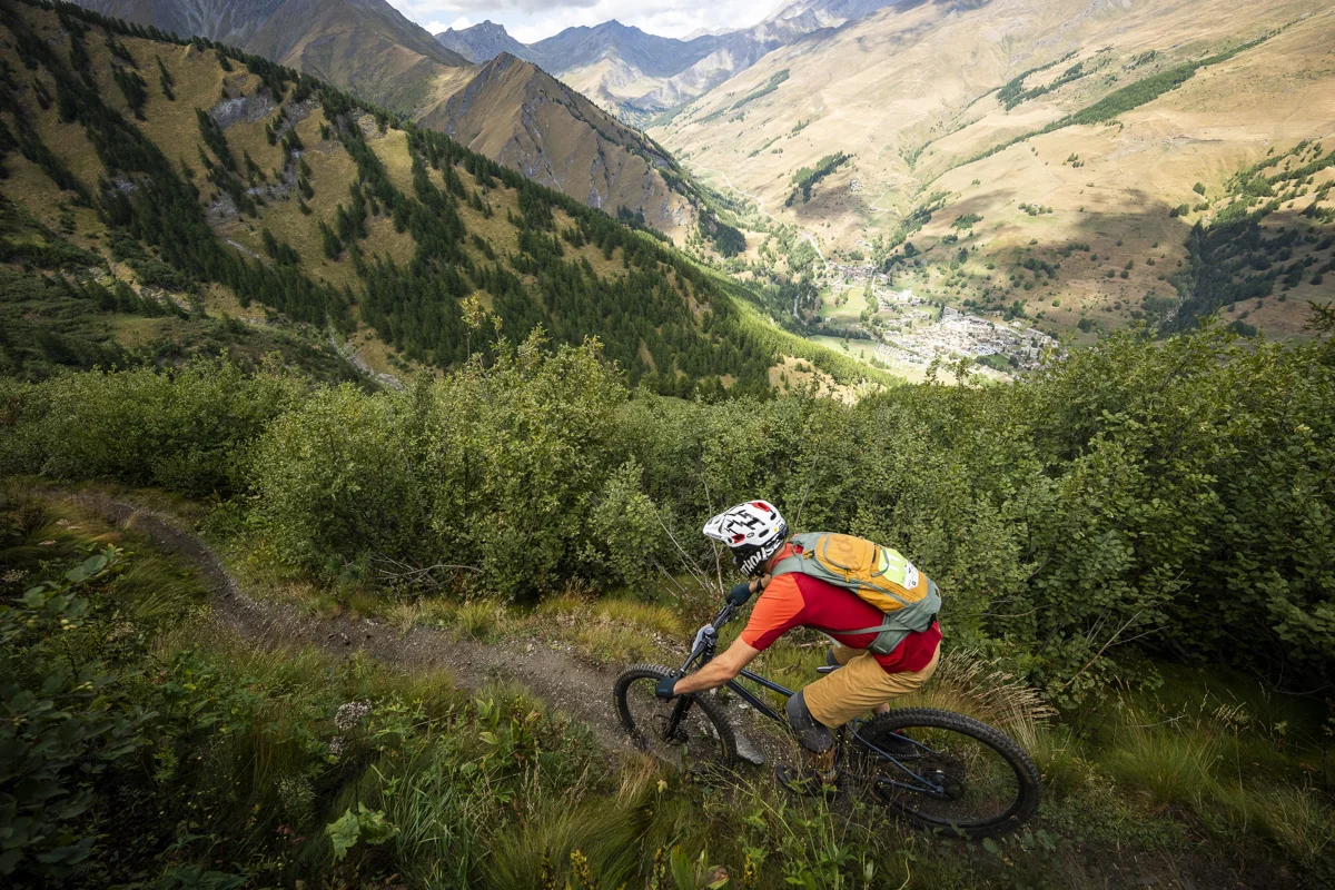 Mountain biker riding a trail
